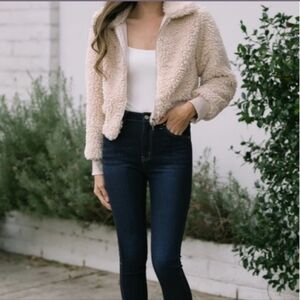 Morning Lavender - Sydney Shearling  Zip Jacket By Papermoon Fuzzy Bomber Jacket